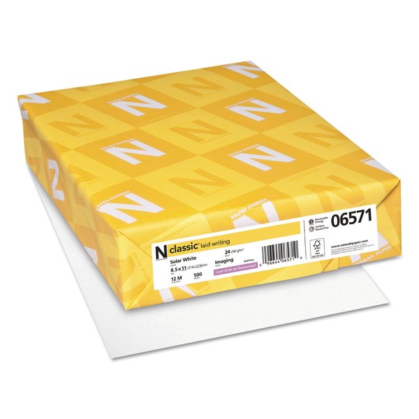 Neenah Paper Paper, Classic Laid 24lb., White, PK500, Paper Weight: 24 lb. 06571